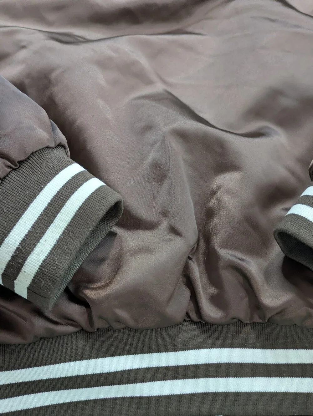 Golf Wang University Satin Bomber Varsity Jacket Size large Brown